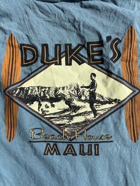 Comfort Colors Sky Blue Duke's Beach House Maui Graphic Tee with Orange Accents